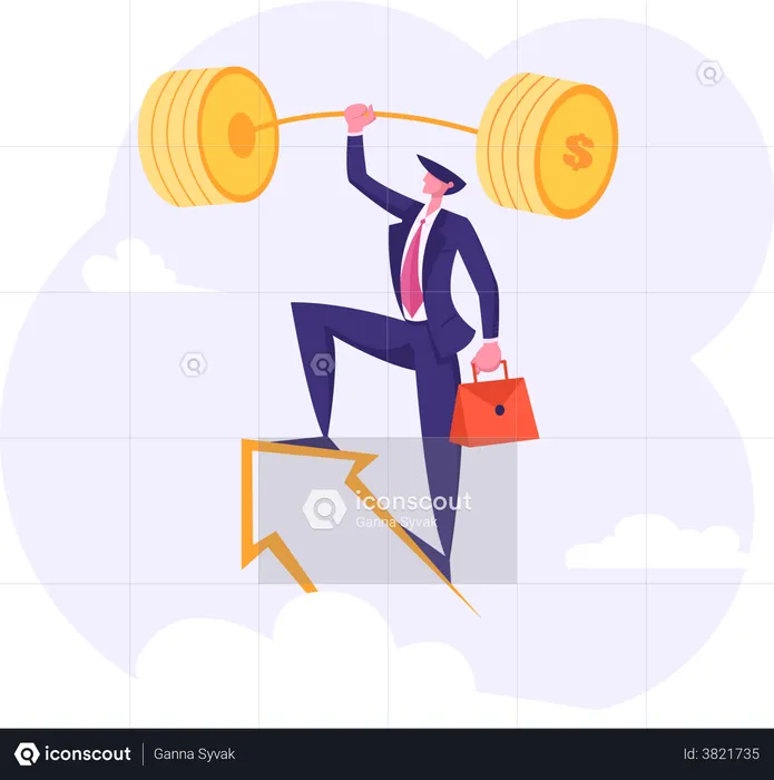 Successful businessman with growth strategy  Illustration