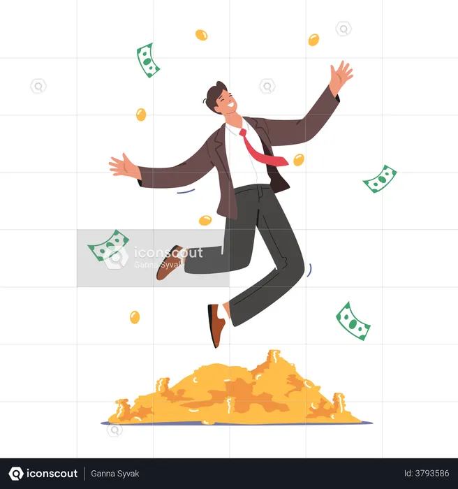Successful Businessman With Lots Of Wealth  Illustration