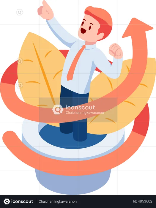 Successful businessman with personal growth  Illustration