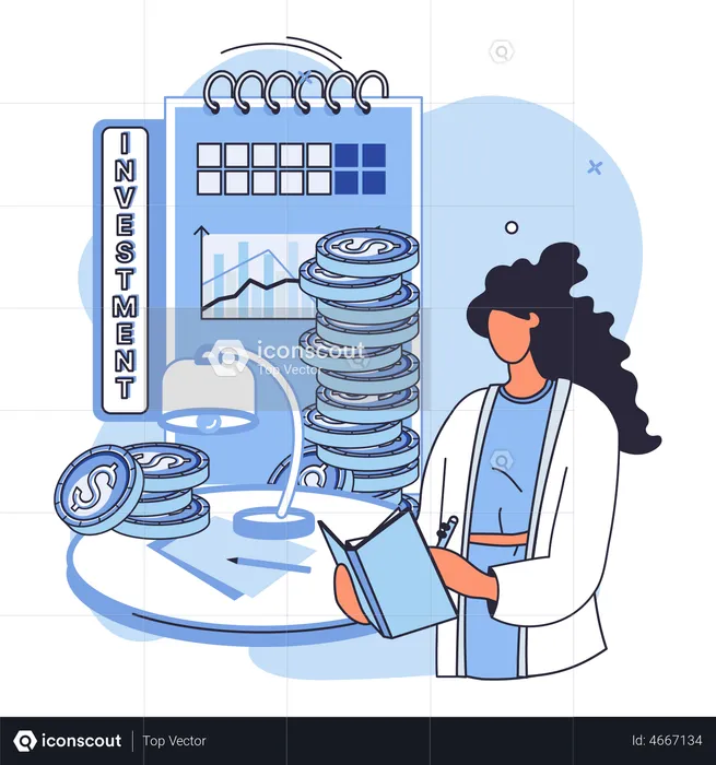 Successful businesswoman doing investment planning  Illustration