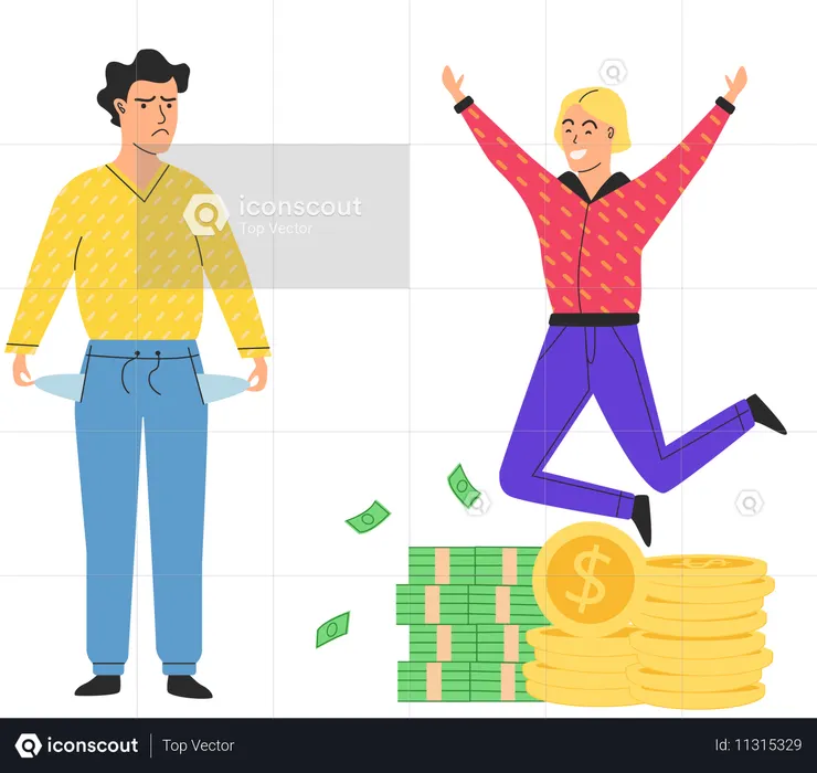 Successful character has fun  Illustration