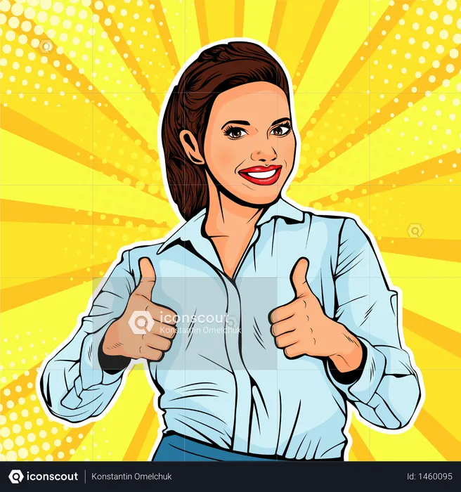 Successful female businesswoman showing thumb up  Illustration