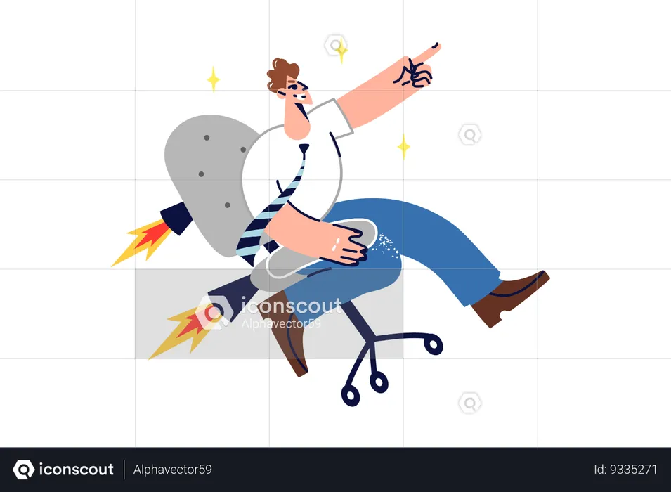 Successful man flies sitting in business chair  Illustration