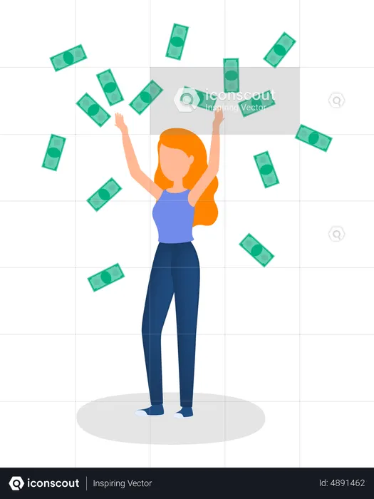 Successful woman with money  Illustration