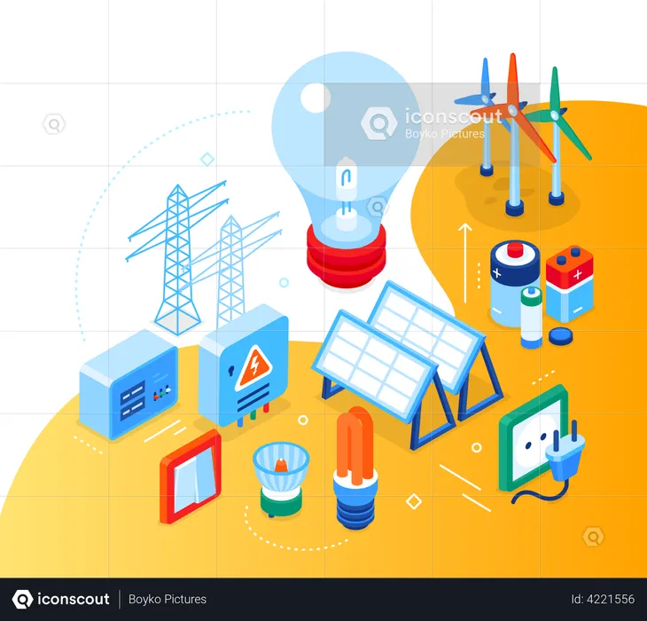 Suministro eléctrico eficiente  Ilustración