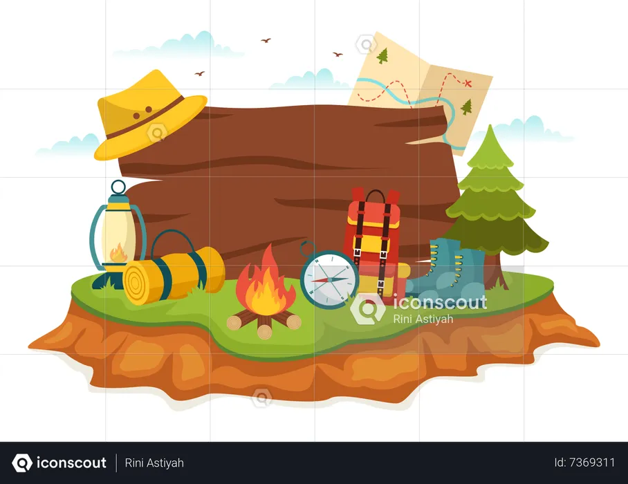 Summer Camping  Illustration