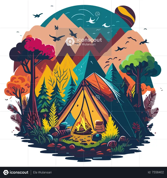Summer camping  Illustration