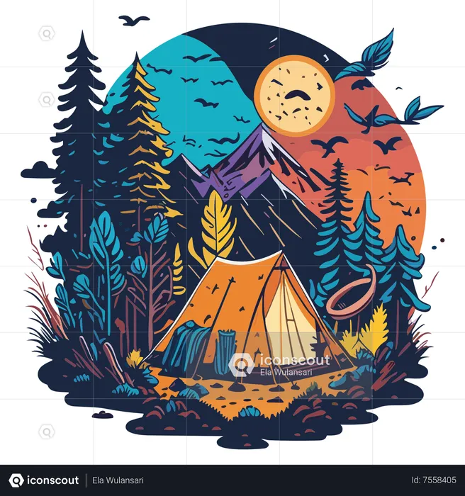 Summer camping  Illustration