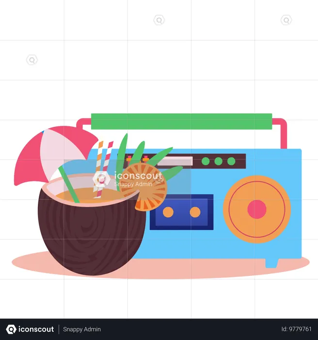 Summer music and drink  Illustration