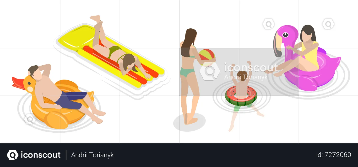 Summer Pool Activities  Illustration