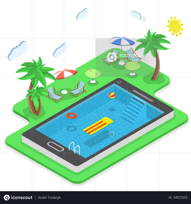 Summer vacation online booking  Illustration
