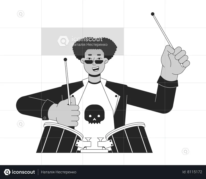 Sunglasses drummer artist holding drumsticks  Illustration