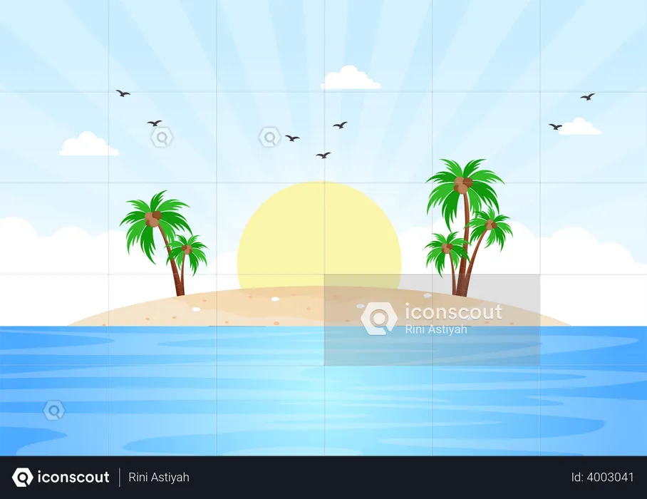 Sunrise at the ocean  Illustration