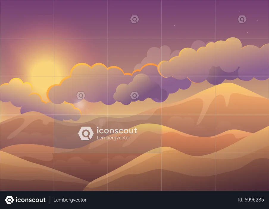 Sunrise in clouds  Illustration