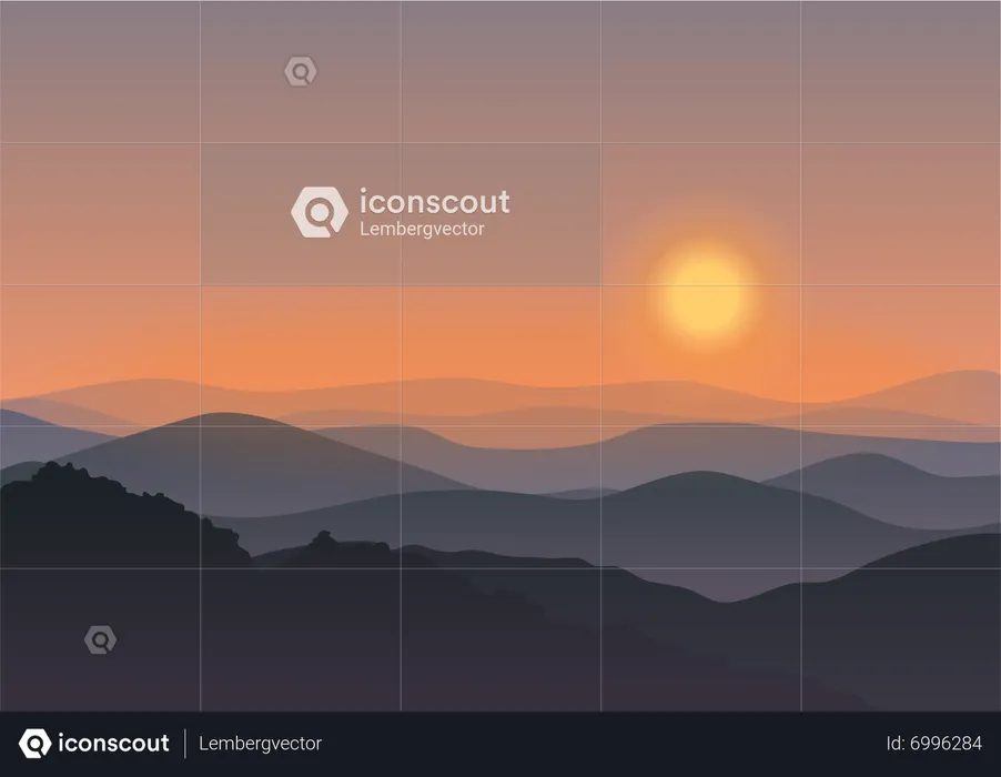 Sunset on mountains  Illustration