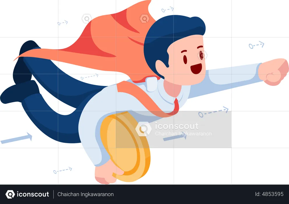 Super businessman getting career growth  Illustration