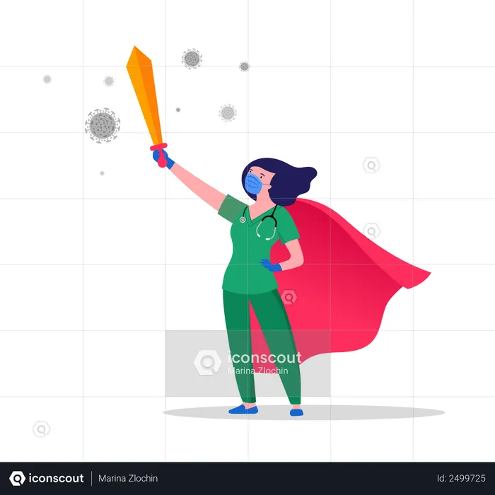 Super nurse holding sword  Illustration
