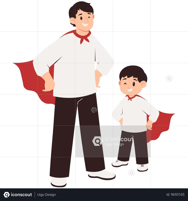 Súper padre e hijo  Ilustración