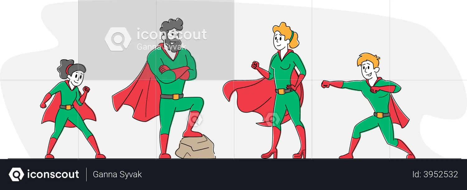 Superhero Family  Illustration