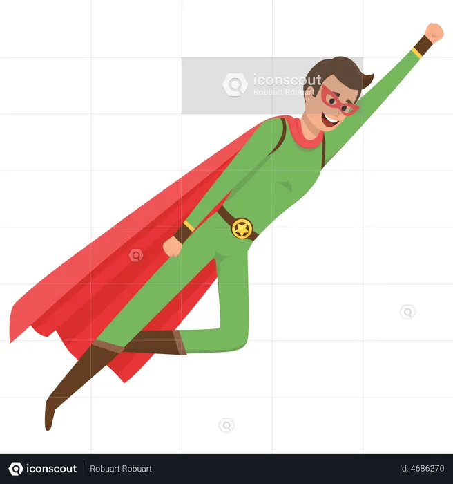 Superhero flying in air  Illustration