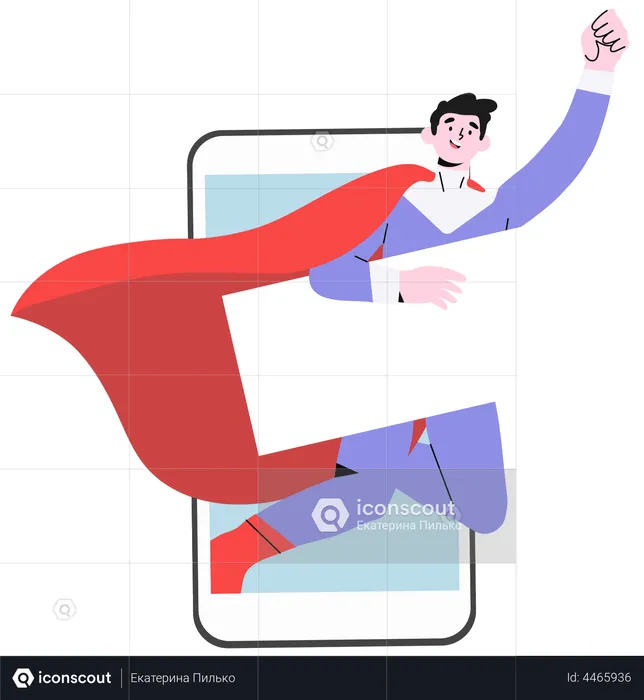 Superhero holding blank banner  Illustration