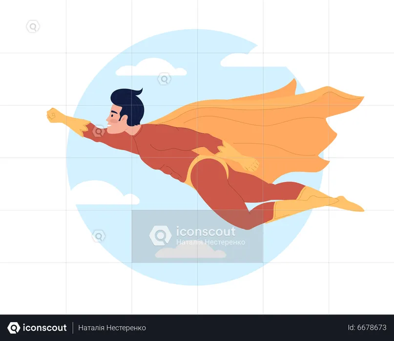 Superhero in sky  Illustration
