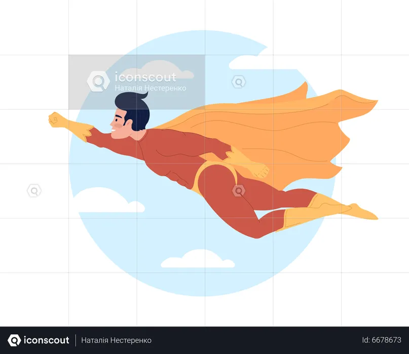 Superhero in sky  Illustration