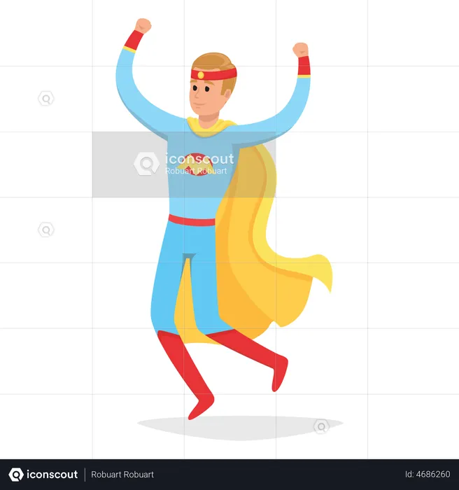Superhero jumping  Illustration