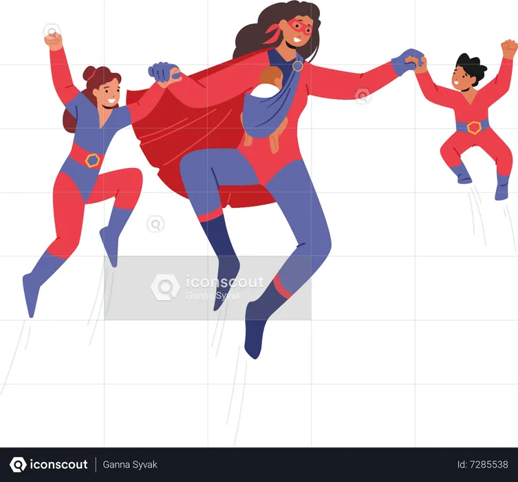 Superhero Mother  Illustration