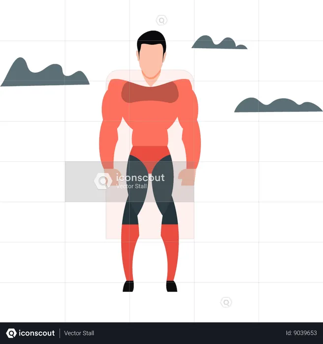 Superhero showing off his powers  Illustration