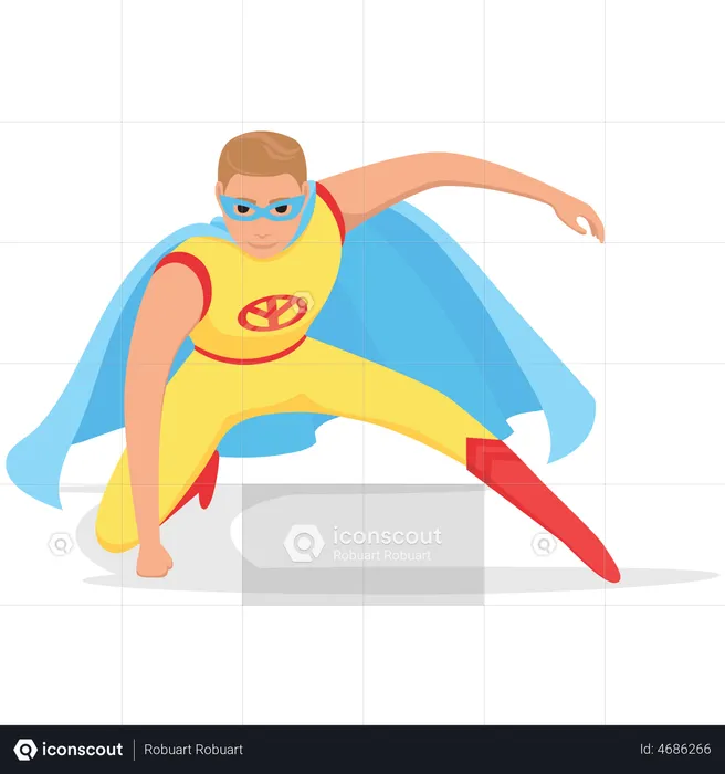 Superheroes in Bright Suits and Long Cloaks  Illustration