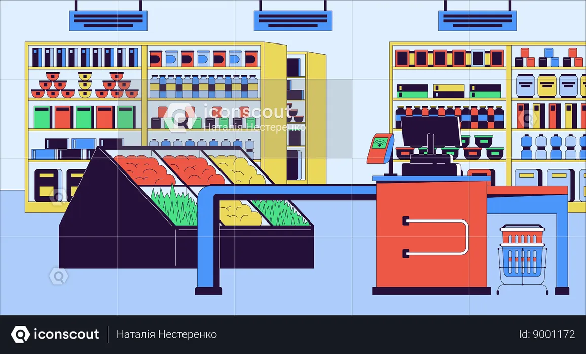 Supermarket checkout counter  Illustration