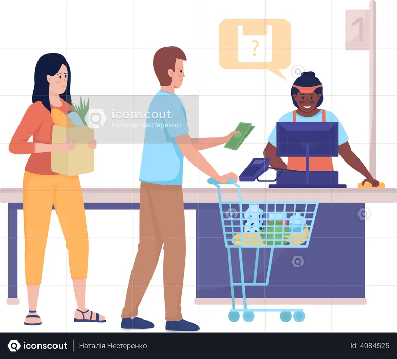 Supermarket queue  Illustration