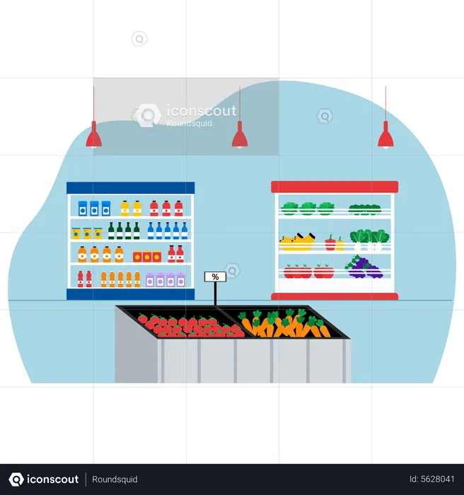 Innenbereich eines Supermarkts  Illustration