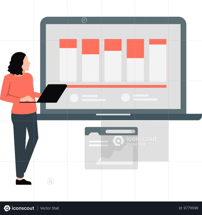 O supervisor verifica o trabalho dos funcionários graficamente  Ilustração