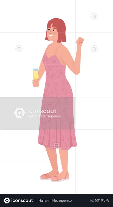 Supportive bridesmaid in summer dress  Illustration