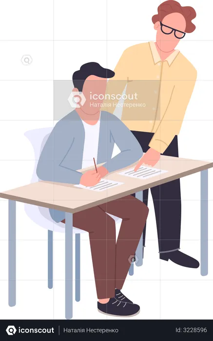 Supportive tutor helping student  Illustration