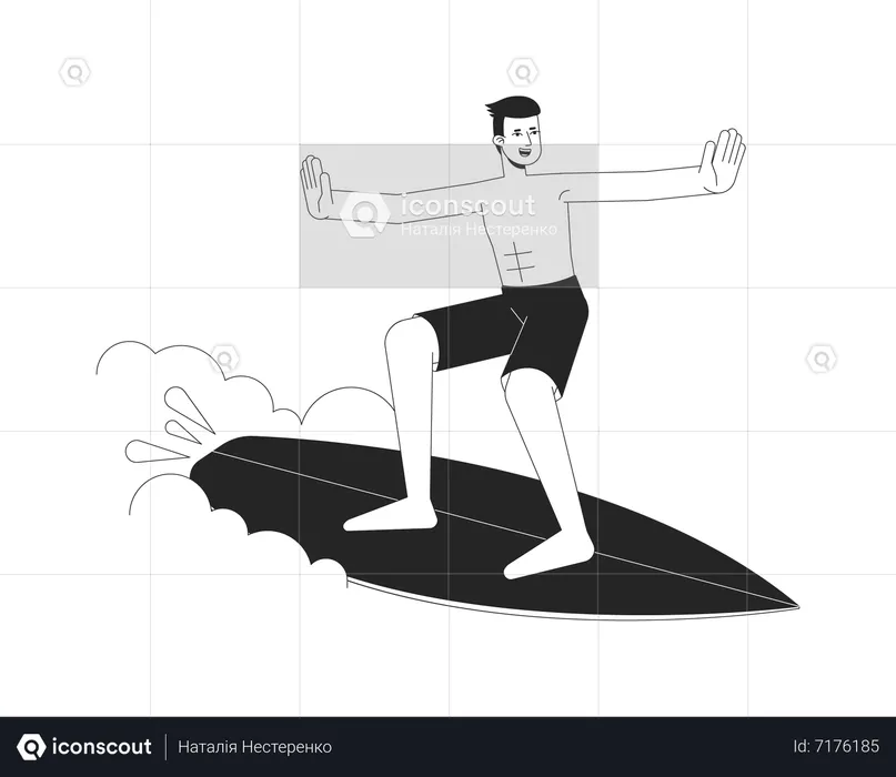 Surfer man on wave  Illustration