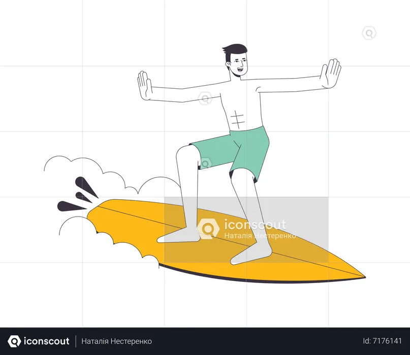 Surfer man on wave  Illustration