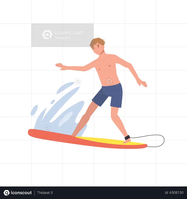 Surfers man riding on the waves  Illustration