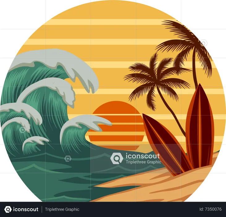 Surfing beach  Illustration