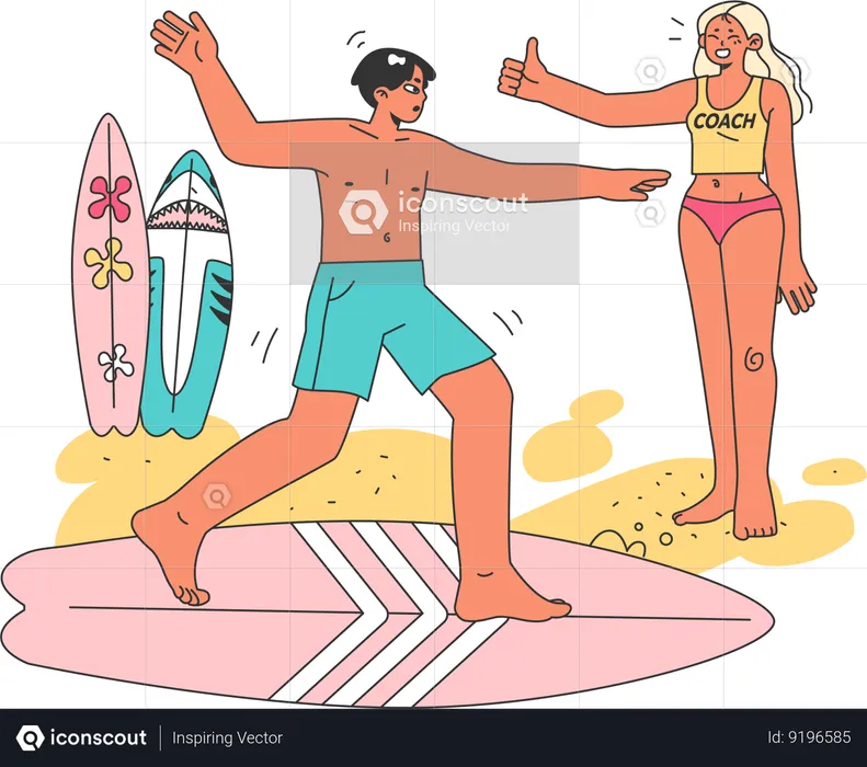 Surfing coching  Illustration