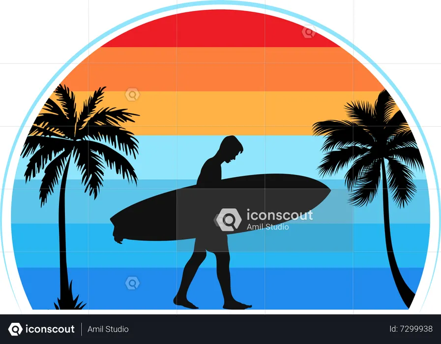 Surfista con tabla de surf  Ilustración