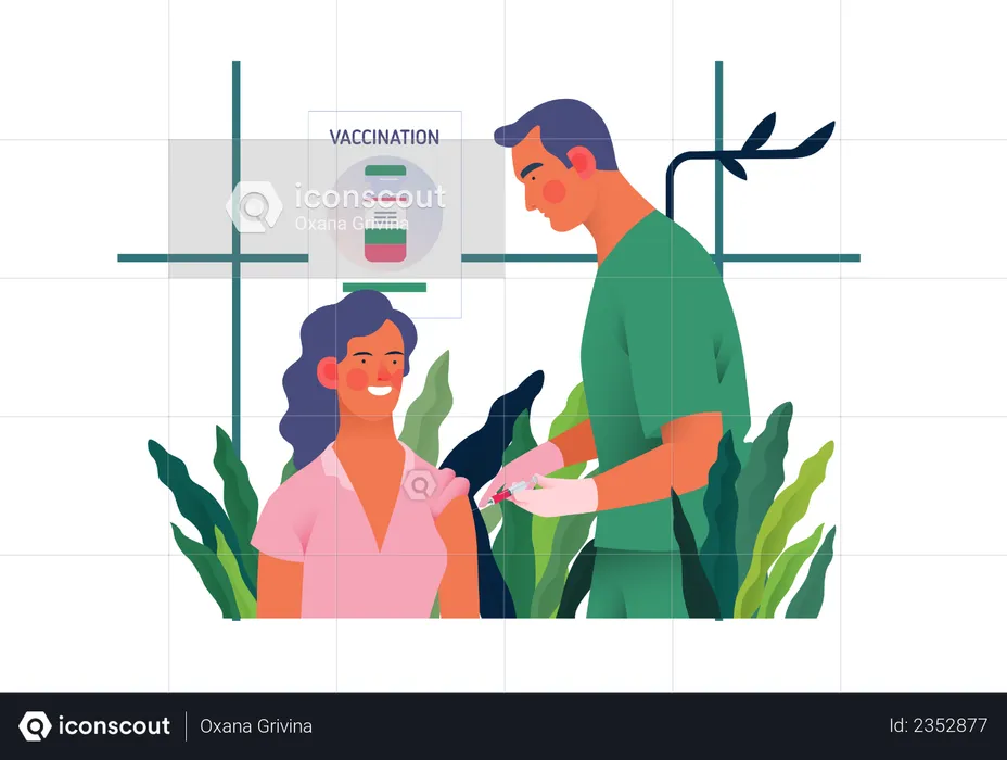 Surgeon vaccinating a patient  Illustration