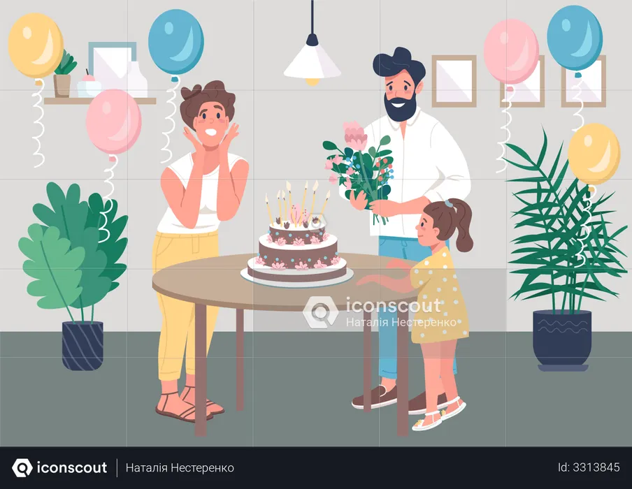 Surprise birthday party  Illustration