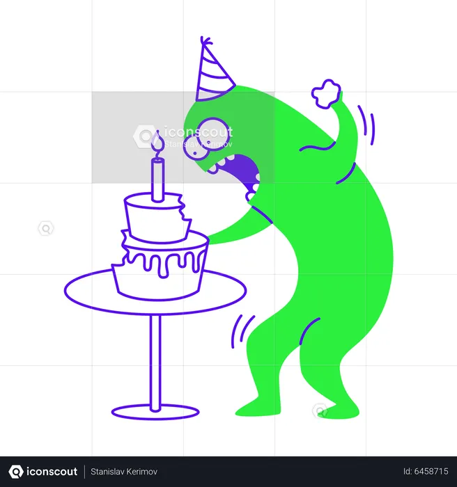 Surprised because of birthday cake  Illustration