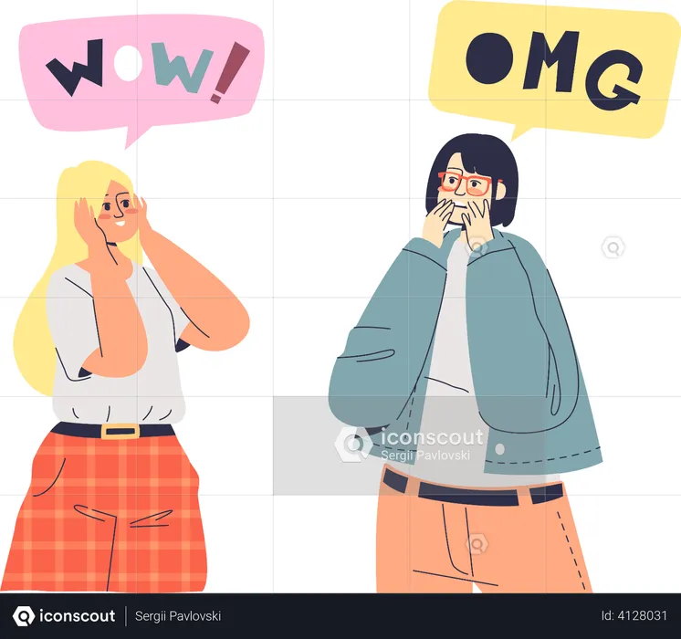 Surprised Girls  Illustration