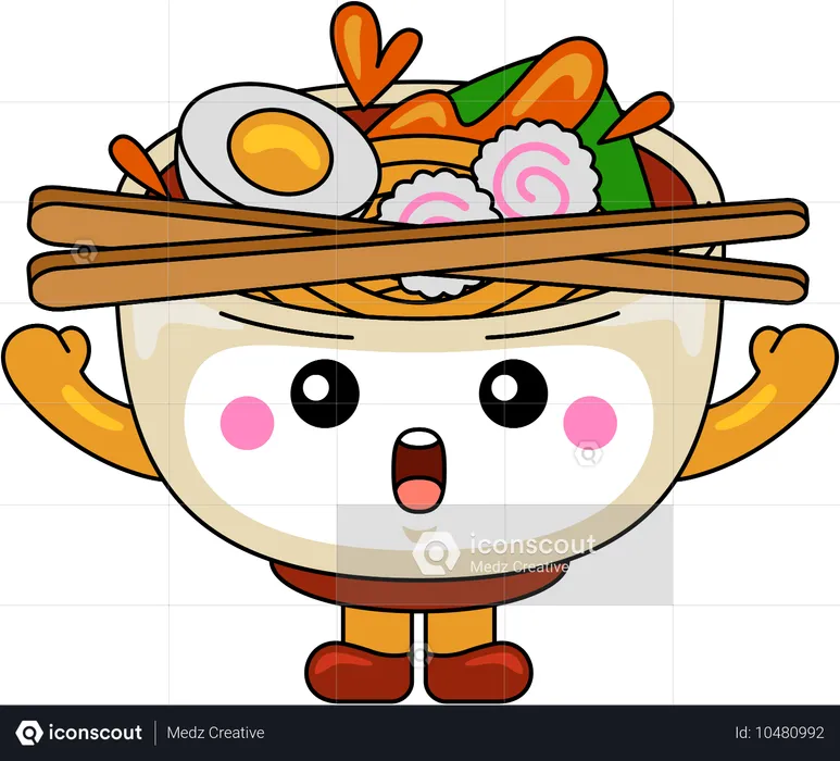 Surprised Ramen Mascot Character  Illustration