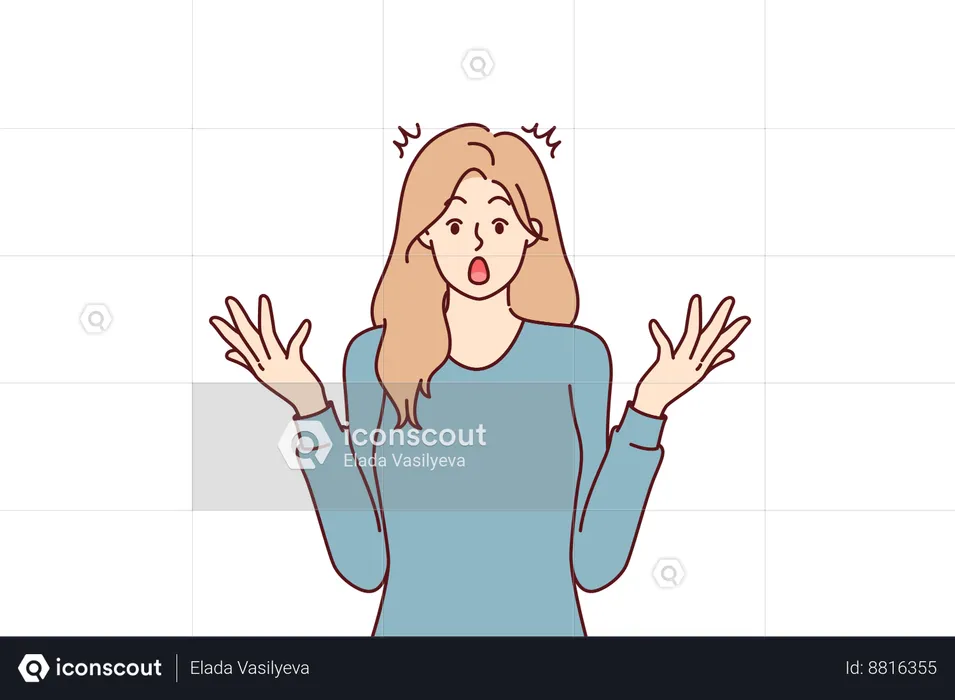 Surprised woman faces business pressure  Illustration