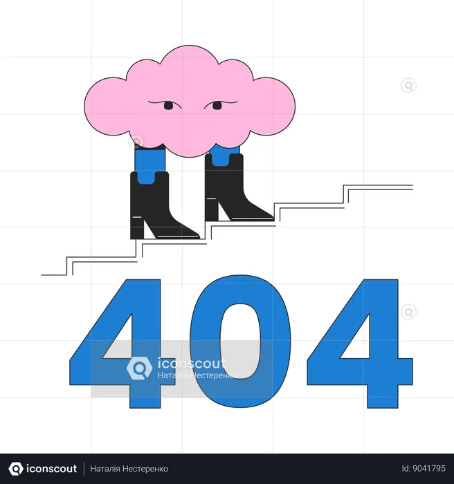 Surreal cloud walking in boots error 404 flash message  Illustration